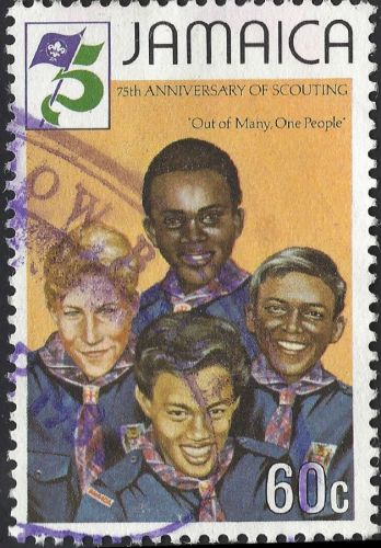 JAMAICA, SCOUTS, 75 years of Scouting, orange 1982, 60c on eBid United